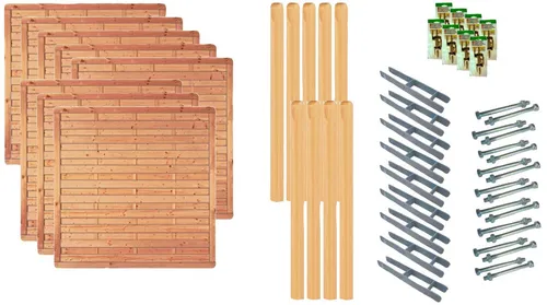 Tetzner & Jentzsch Dichtzaun Atlanta 6, Set mit 8 Elementen, 1521x180 cm - Robuster Dichtzaun aus kesseldruckimprägniertem Massivholz, ideal für den Garten. Das Set umfasst 8 Elemente und 9 Pfosten für eine einfache Selbstmontage.