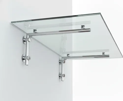 Glaszentrum Hagen 160x90 cm Glasvordach Klar V2A-L in weiß von Glaszentrum Hagen