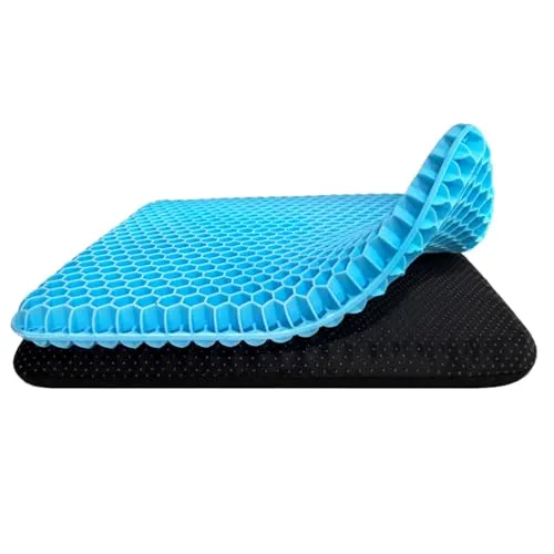 VAIYNWOM Gel Sitzkissen, Atmungsaktives Waben Sitzkissen Orthopädisch Gelkissen Für Zuhause Büro Auto, Mit Rutschfestem Stoffbezug, 42 * 37 * 3.5cm, Rechteck