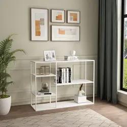 [en.casa] Standregal Isojoki Weiß - Elegantes Bücherregal für jeden Raum - Bücherregal, zeitloses Design mit fünf offenen Fächern für Dekoration und Stauraum, ideal für Wohnzimmer oder Büro.
