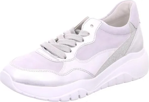 Gabor Leder-Sneakers in Silber - 43 - Stylische Sneaker aus Leder mit metallisch glänzenden Elementen, ideal für einen modischen Auftritt und optimalen Tragekomfort dank herausnehmbarer Decksohle.