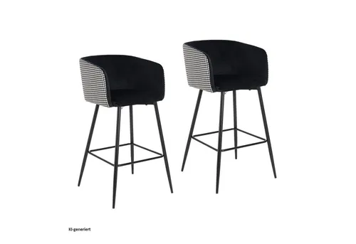 HTI-Living Barhocker Delray 2er-Set – Elegante Tresenstühle mit Lehne in Schwarz