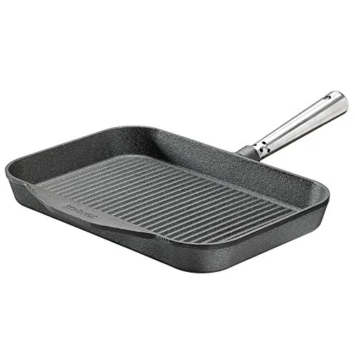 SKEPPSHULT Grillpfanne aus Gusseisen, 32x22 cm - Pfanne für alle Herdarten, inklusive Induktion. Ideal für gesundes Braten von Fleisch und Fisch, mit Rippenprofil für perfektes Grillaroma.