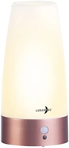 Lunartec Lampe mit Batterie: LED-Akku-Tischlampe mit PIR-Bewegungs-Sensor, USB, warmweiß, rund (Lampe Akku, LED USB, Touch)