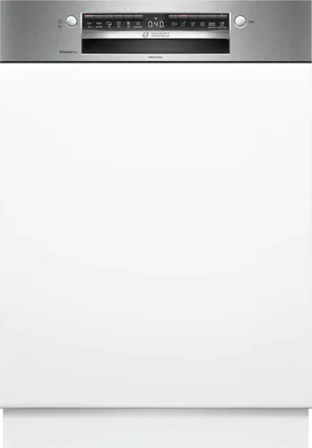 BOSCH Einbau-Geschirrspüler SMI4HAS07E 60cm - Teilintegration, energieeffizient mit Aquastopp-Technologie, leise im Betrieb (40-49 dB) und elegantes Edelstahl-Finish für moderne Küchen.