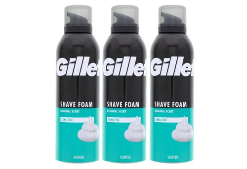 Gillette Rasierschaum 3 x Gillette Classic Sensitiv Basis Bartpflege Rasierschaum für Männer