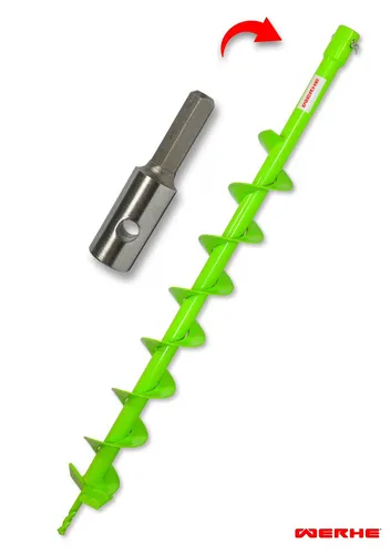 WERHE Erdbohrer für bohrmaschine mit HEX adapter ⌀80 mm, 80cm länge