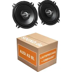 Lautsprecher Boxen Einbaupaket vorne JVC CS-J520 passend für Audi A3 8L + 2/3 türig | 2x Tief-Mitteltöner mit integriertem Hochtöner 250W MAX - Schwarz