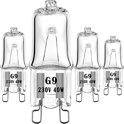 EKSAVE Backofenlampe G9 Halogenlampe 25W 230V Oven Lampe Für Backofen- und Mikrowellenanwendungen 300 Grad C Hitzebeständige Glühbirnen 4er-Pack