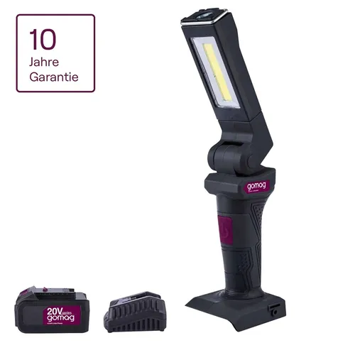 Gomag Akku Arbeitsleuchte GO-AL20 Lampe Brushed 300Lm 20V 4,0 Ah akku &Ladegerät