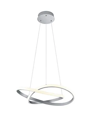 lightling LED Pendelleuchte Wibke, Ringe mit Acrylabdeckung, Korpus aus nickel matt Metall, fest verbaute LED Technik (27W), dimmbar (Switch Dimmer), Höhe zur Decke: max. 150 cm, Durchmesser: 60 cm