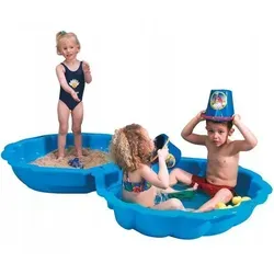 Große XXL 102cm Paradiso Wassermuschel Sandmuschel Blau - Sandkasten für kreative Spielwelten, ideal für Kinder von 1-11 Jahren mit praktischem 2 tlg. Deckel für Schutz und Hygiene.