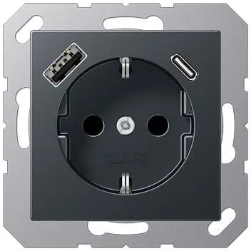 Jung A1520-15CAANM SCHUKO-Steckdose mit USB Typ A+C - Steckdosen & Zubehör mit erhöhtem Berührungsschutz und integrierten USB-Anschlüssen für effizientes Laden von mobilen Geräten – ideal für modernes Wohnen und Arbeiten.