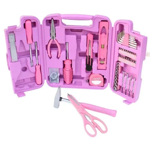 P & K Werkzeugset 96-teilig - Pinker Werkzeugkoffer - Werkzeugsets für kreative Projekte, stilvoll in pink und perfekt organisiert für jeden DIY-Enthusiasten.