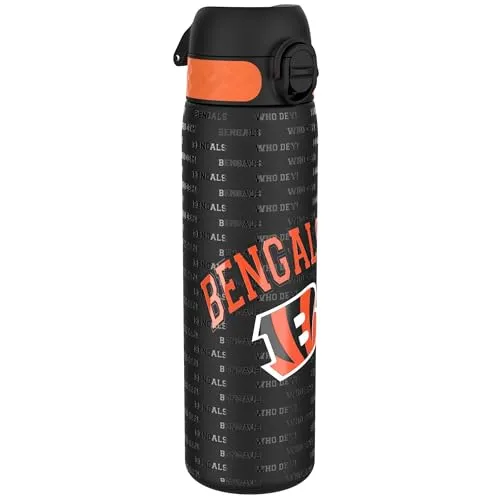 ion8 NFL Cincinnati Bengals Leichte Edelstahl Trinkflasche, 600 ml/20 oz, nicht isoliert, auslaufsicher, leicht zu öffnen, sicherer Verschluss, spülmaschinenfest, Klappdeckel, passt in Getränkehalter