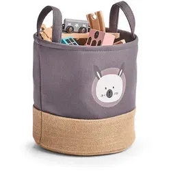 Zeller Present Aufbewahrungskorb, Dunkelgrau, Textil, Tiere, Rund, 25x25 cm, Spielzeug, Spielzeugkisten