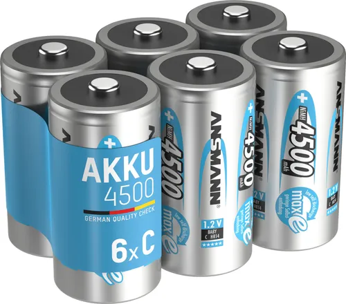 ANSMANN AG Akku C 4500mAh – 1000x wiederaufladbar, NiMH 1,2V - Kamera-Akkus mit maxE Technologie für geringe Selbstentladung und hohe Kapazität. Ideal für anspruchsvolle Geräte und bis zu 1000 Ladezyklen – umweltfreundlich und kostensparend!