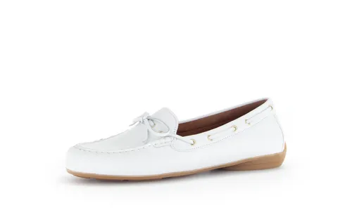Gabor Damen Slipper - Modische Mokassins in Weiß - Slipper & Mokassins für Damen, bequem und stylish, ideal für den Alltag mit flachem Absatz und hochwertigem Leder-Innenmaterial.