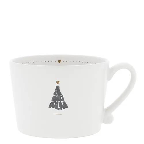 Tasse, Becher CHRISTMAS TREE weiß schwarz für 270ml Keramik Bastion Collections