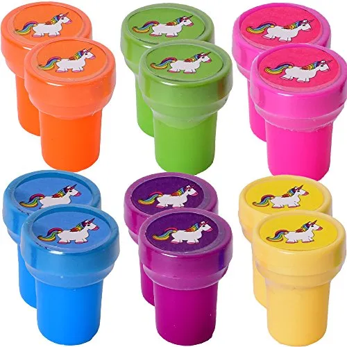 Stück TE-Trend Mini Kinderstempel Set Einhorn Pferd Mädchen Kindergeburtstag Basteln Mitgebsel farbig sortiert 14mm Ø 12