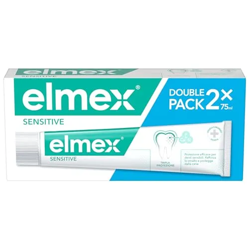 elmex Sensitive Zahnpasta 2 Packungen à 75 ml I Behandlung für empfindliche Zähne I Effektive Linderung und Schutz der Zahnempfindlichkeit I Mit Aminfluorid I Sanfte Reinigung