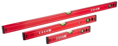 AGT Präzisionswasserwaage: 3-teiliges Wasserwaagen-Set, Aluminium, 40 cm, 60 cm und 100 cm (Alu-Wasserwaage, Bau-Wasserwaage, Mini)