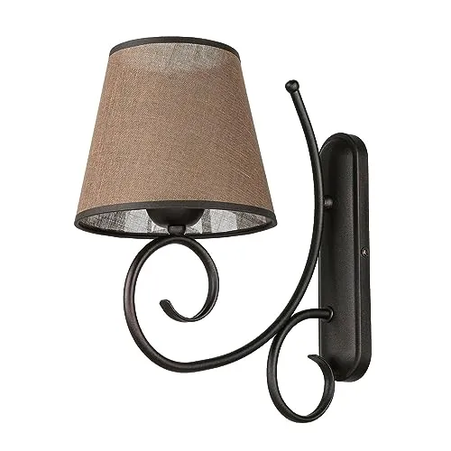 Wandlampe ABUELA: Rustikale Leuchte aus Stoff und Metall - Lampen für den Innenbereich, ideal für ein gemütliches Ambiente im Landhausstil. Hochwertige Verarbeitung aus Stoff und Metall, perfekt für Wohnzimmer und Schlafzimmer.