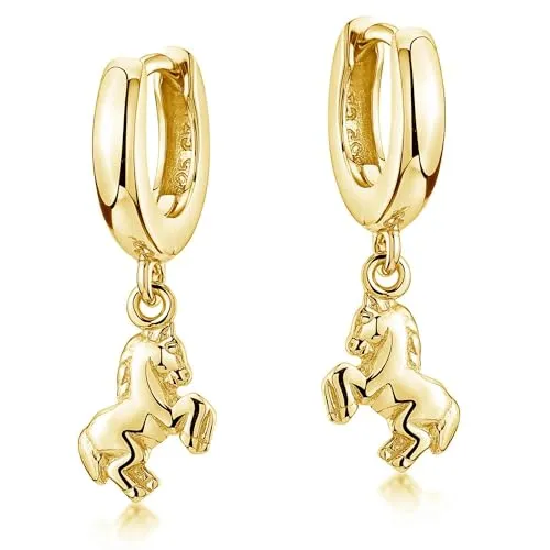 Materia Mädchen Creolen Silber 925 vergoldet - Pferde Ohrringe gold SO-449-G - Ohrringe für Mädchen: Wunderschöne Pferde Creolen aus 925 Sterling Silber, vergoldet. Ideal für Pferdeliebhaber, leicht anzulegen dank Klappmechanik. Lieferung in edler Schmuck-Schachtel.
