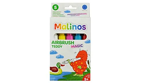 Malinos Airbrush Stifte Magic Teddy 5Farben+Schablone 5+