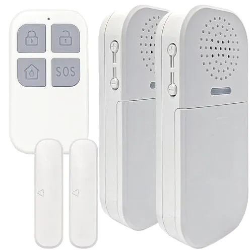 VisorTech Fensteralarm: Mini-Alarmanlage & Türklingel mit 2 Fenster-/Tür-Sensoren, 130 dB (Fensteralarm mit Fernbedienung, Türalarm mit Fernbedienung, Bewegungsmelder)