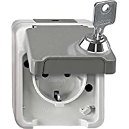 Schneider Electric Merten MEG2423-8029 - Aufputz Feuchtraum Schuko Steckdose, abschließbar mit Klappdeckel und IP44 Schutz für maximale Sicherheit