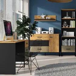 Lomado Jugendzimmer-Set in Schwarz und Eiche - Modernes Jugendzimmer-Set mit viel Stauraum und widerstandsfähiger Oberfläche. Ideal für kreative Gestaltung und vielseitig kombinierbar. Lieferung zur Selbstmontage mit einfacher Anleitung.