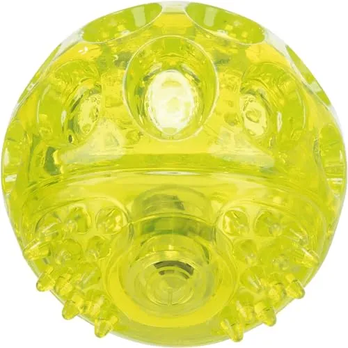 TRIXIE Blinkeball für Hunde, Lime, ø 6 cm, 33643, mit Schalter, Aktivierung durch Aufprall