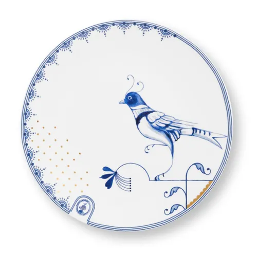 Pip Studio Gebäckteller Pip & The Blue Bird | weiss in blau von Pip Studio