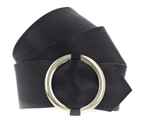 Vanzetti 50 mm Ledergürtel, schwarz, Gr. S - Damen-Gürtel aus 100 % echtem Glattleder mit goldener Schmuckschließe, ideal für einen eleganten Look und 2 Jahre Herstellergarantie.