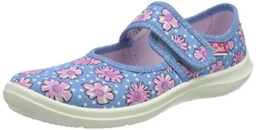 Beck Mädchen Summertime Hausschuh, Blau, 28 EU - Bequeme Hausschuhe aus leichtem Canvas mit Klettverschluss, ideal für den Sommer und perfekt für Zuhause.