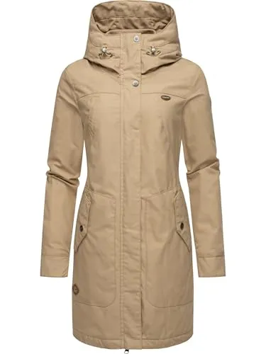 Ragwear Damen Warmer Winter Parka Jannisa Intl Taupe24 Gr. L - Funktionsjacke mit kuscheligem Teddyfell-Futter, wasser- und windabweisend, ideal für kalte Tage und modisch für jeden Anlass.