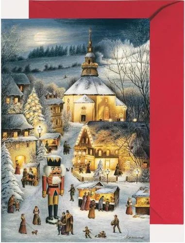 Miniadventskalender Seiffen mit Holzkunst-Motiv, 11,5 x 17 cm