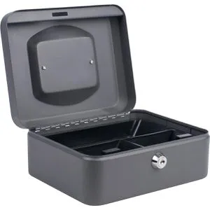 Pavo Geldkassette 8011896, mit Zylinderschloss, 20 x 9 x 16 cm, dunkelgrau