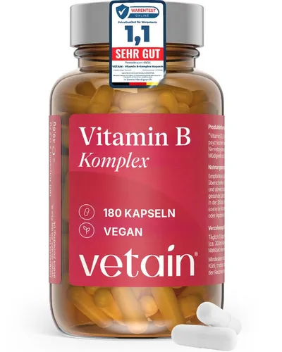 VETAIN Vitamin B Komplex hochdosiert - 180 Kapseln, 180 St., 32 g