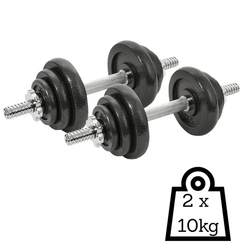 Kurzhantel 2x10 kg Gusseisen Gewichte Hanteln Set mit Sternverschlüssen 20kg