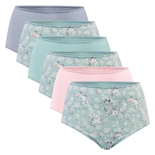 Celodoro Damen Taillenslip (6er Pack) - Komfortable Microfaser-Slips mit Blümchen-Muster - Funktionsunterwäsche: 6er Pack Taillenslips aus pflegeleichter Mikrofaser, seidenweich und strapazierfähig, ideal für optimalen Komfort und Bewegungsfreiheit.