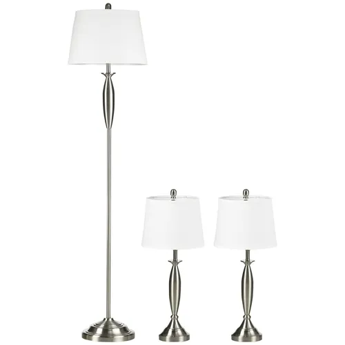 Homcom Stehlampen-Set, Mehrfarbig, Metall in silber von HOMCOM
