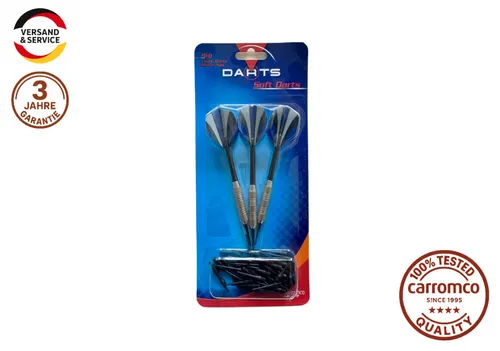 Carromco Softdart Set S – 3 Dartpfeile mit Ersatzspitzen, 16 g Softdarts in Blau