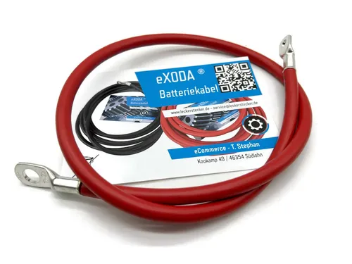 eXODA 25 mm2 M6 M10 Batteriekabel, Rot, (75 cm), 99% Kupfer