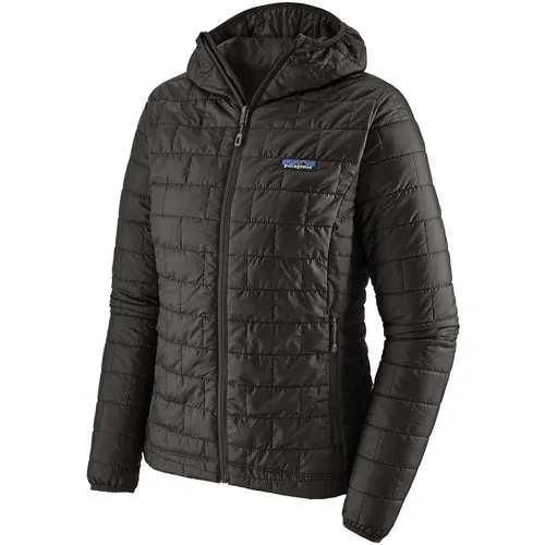 Patagonia Womens Nano Puff Hoody Black (XS) - Funktionsjacke mit 60 g/m² PrimaLoft Gold Insulation Eco, wasserabweisend und stark komprimierbar – ideal für Kletterer und Outdoor-Enthusiasten.