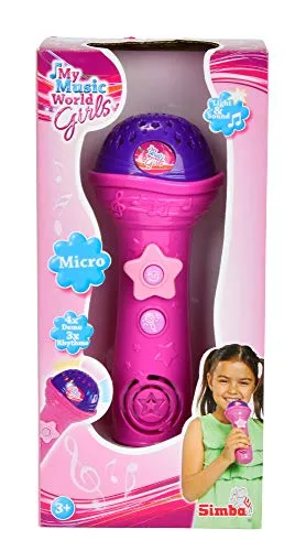 Simba My Music World Girls Shining Mikro - Karaokemaschine mit Lichteffekten, 3 Rhythmen und 4 Demos. Ideal für kleine Stars ab 3 Jahren, inklusive Batterien für sofortigen Spielspaß!