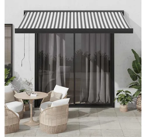 furnicato Gelenkarmmarkise 3,5 x 2,5 m in Anthrazit und Weiß