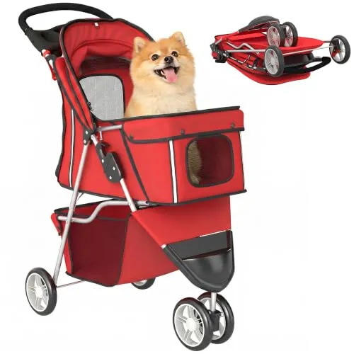 PawHut Hundewagen Hundebuggy Faltbar bis 10kg Rot