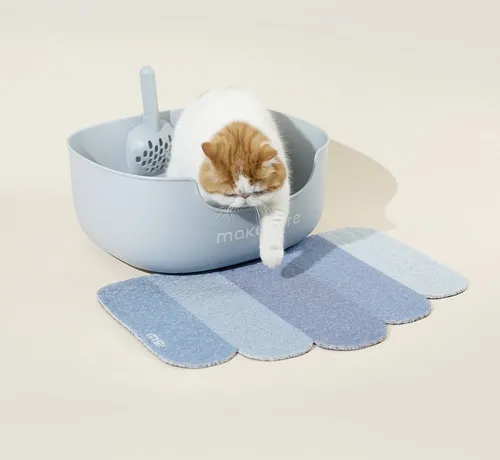Makesure LITE Katzentoilette mit Streuschaufel und Vorleger, blau - Praktische Katzentoilette mit 20 cm hohen Seitenwänden, die das Herausfallen von Streu verhindern. Ideal für Kitten und ältere Katzen. Inklusive Streuschaufel und Vorleger für eine saubere Umgebung und einfachen Zugang.